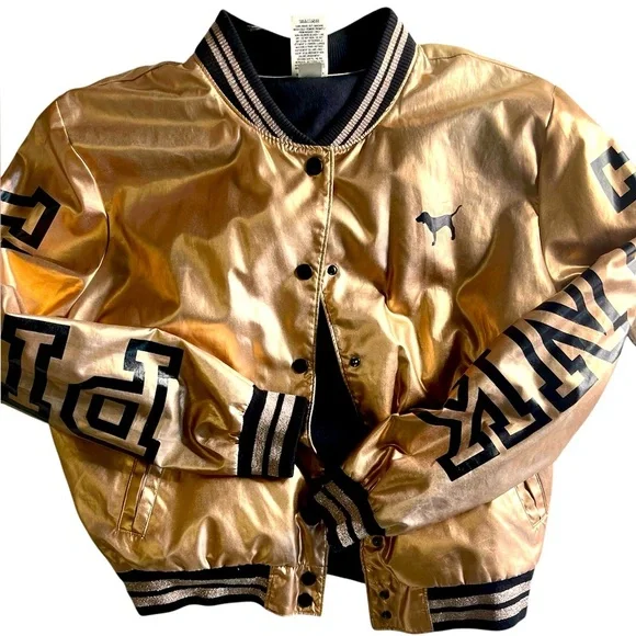 Victoria's Secret PINK Rose Gold Bomber Jacket Size Small - Picture 3 of 7